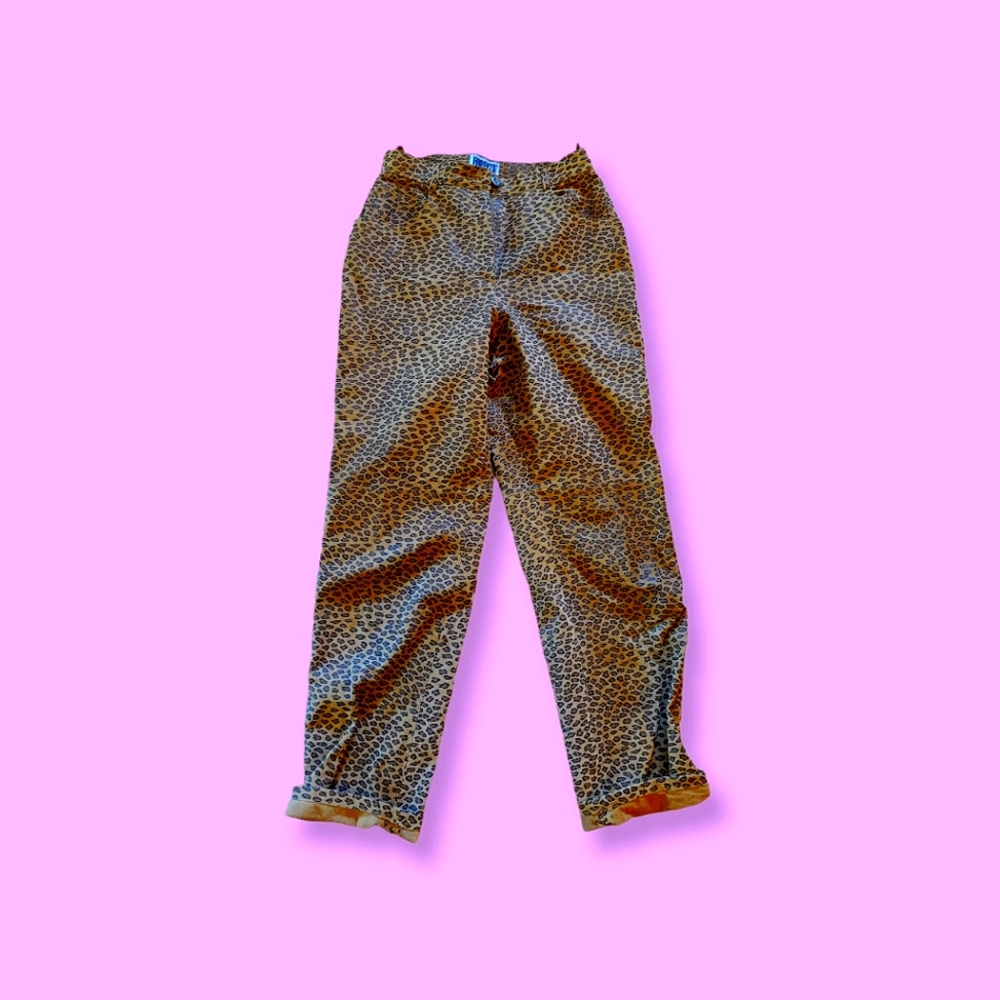 Forenza Vintage 90s Leather Leopard Print Pants
